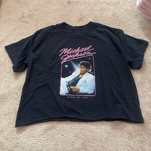 Black Michael Jackson “King of Pop” Cropped Graphic T-Shirt